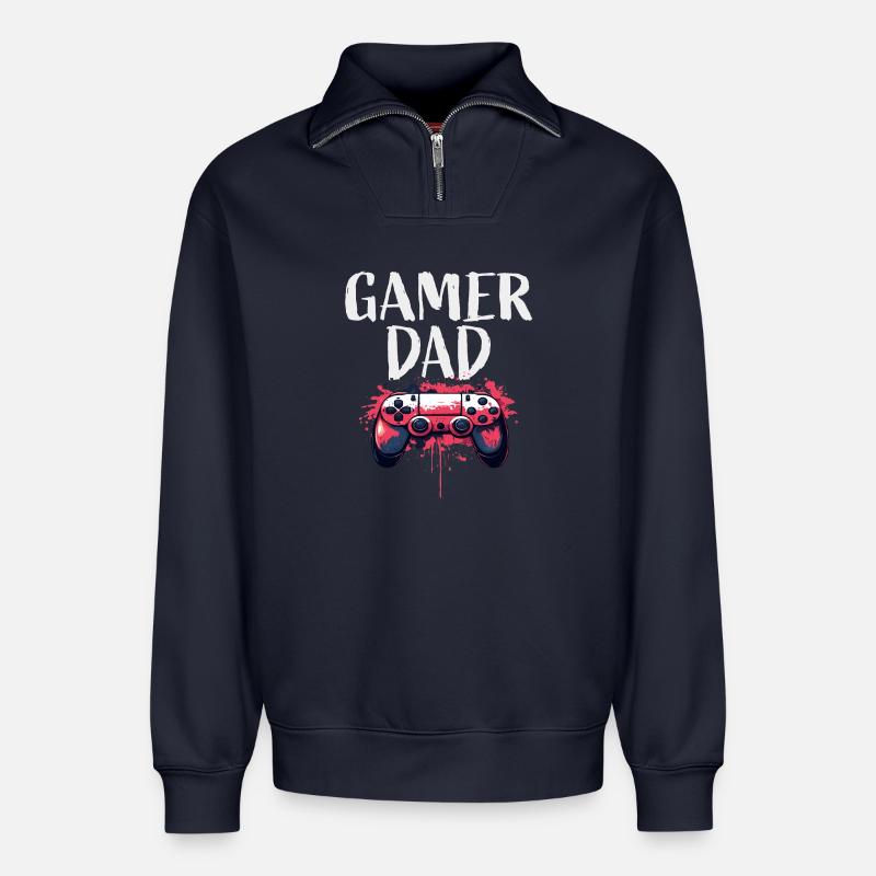 Gamer Dad Controller Kunst - Relaxed Unisex Organic Half Zip Sweatshirt – von SPREAD - Navy