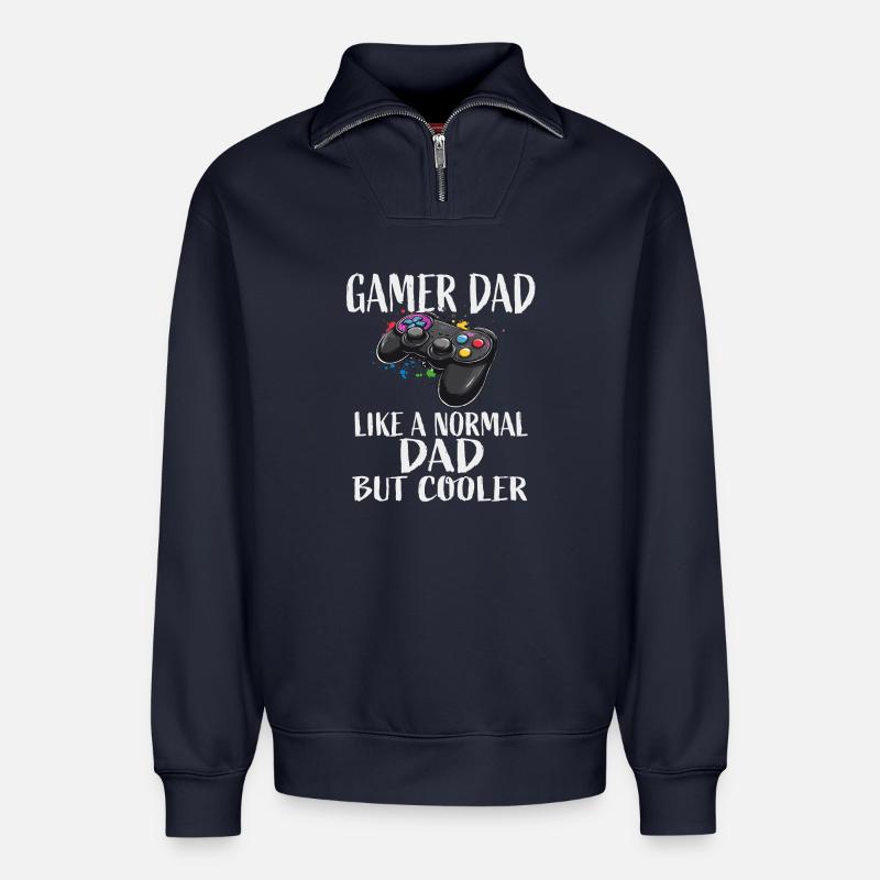 Gamer-Papa: Cooler als Normal - Relaxed Unisex Organic Half Zip Sweatshirt – von SPREAD - Navy