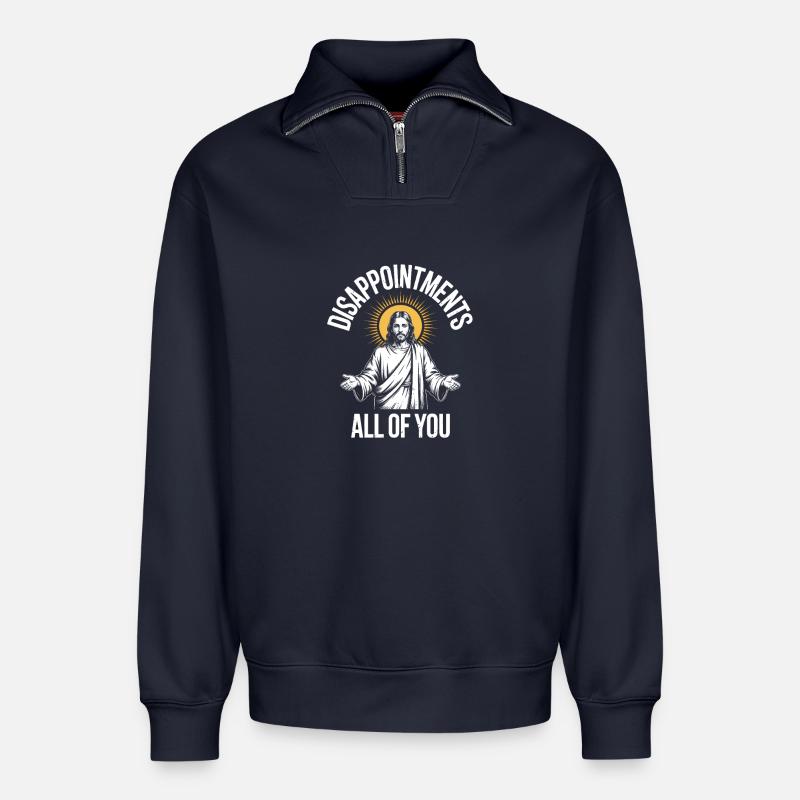 Déceptions à vous tous - Sweat unisexe décontracté en coton biologique à demi-zip – de SPREAD - bleu marine