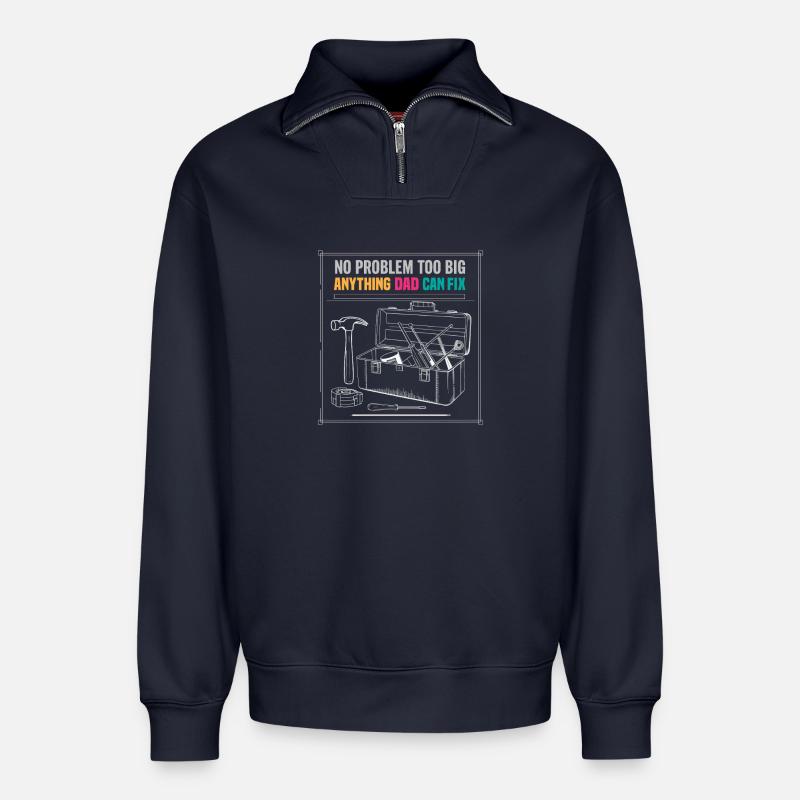 Dad Fix It Toolbox Graphic - Relaxed Unisex Organic Half Zip Sweatshirt – by SPREAD - navy