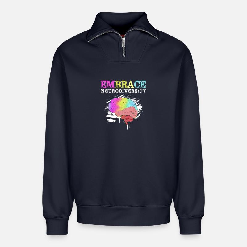 Autismus Autist ADHS Asperger Neurodiversity - Relaxed Unisex Organic Half Zip Sweatshirt – von SPREAD - Navy