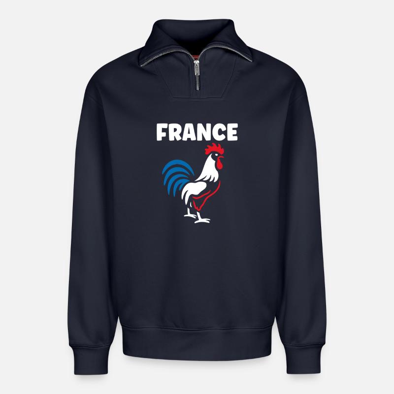 Dreikolor-Hahn Frankreichs - Relaxed Unisex Organic Half Zip Sweatshirt – von SPREAD - Navy