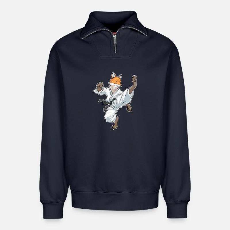 Fuchs Karate Kampfsport - Relaxed Unisex Organic Half Zip Sweatshirt – von SPREAD - Navy
