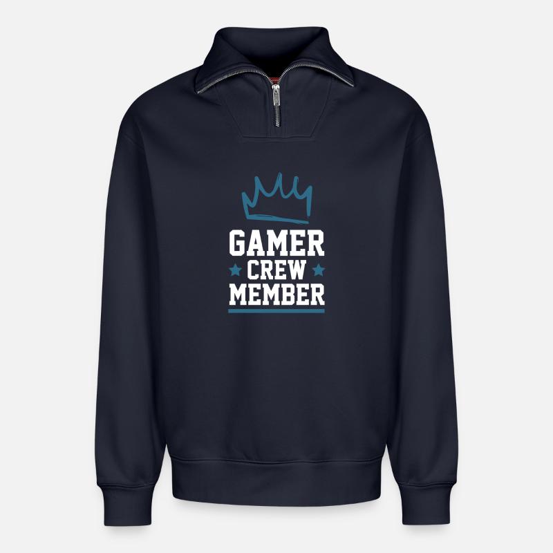 Gamer Crew - Relaxed Unisex Organic Half Zip Sweatshirt – von SPREAD - Navy