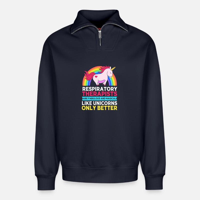 breathing breathing oxygen - Relaxed Unisex Organic Half Zip Sweatshirt – by SPREAD - navy
