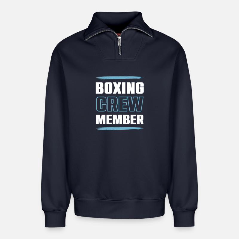 Boxing Crew - Relaxed Unisex Organic Half Zip Sweatshirt – von SPREAD - Navy