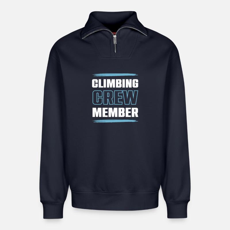 Climbing Crew - Relaxed Unisex Organic Half Zip Sweatshirt – von SPREAD - Navy