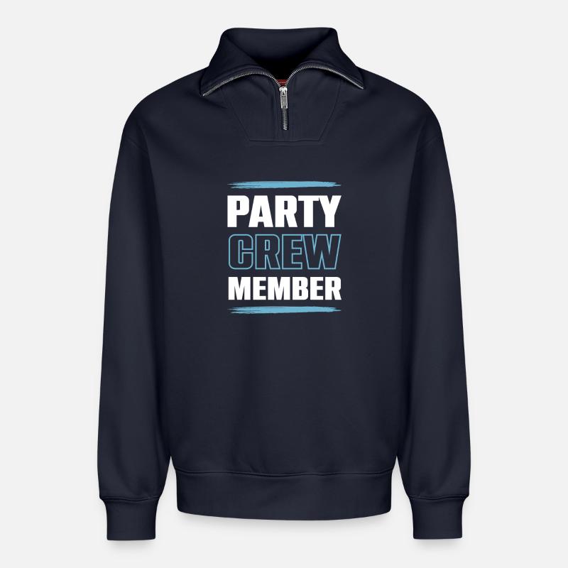 Party Crew - Relaxed Unisex Organic Half Zip Sweatshirt – von SPREAD - Navy