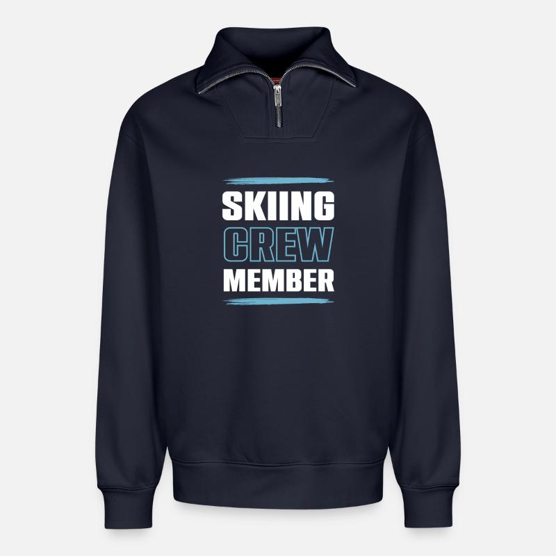 Skiing Crew - Relaxed Unisex Organic Half Zip Sweatshirt – von SPREAD - Navy