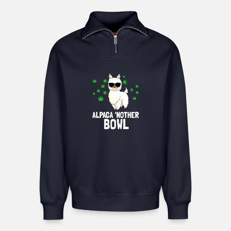 Alpaca Nother Bowl - Relaxed Unisex Organic Half Zip Sweatshirt – von SPREAD - Navy