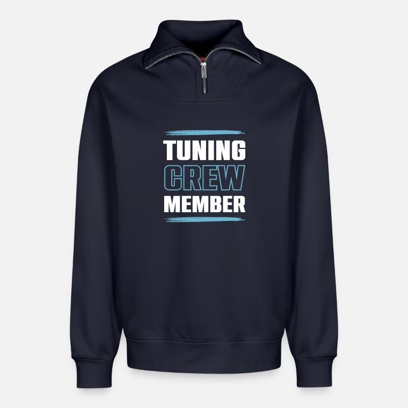 Tuning Crew - Relaxed Unisex Organic Half Zip Sweatshirt – von SPREAD - Navy