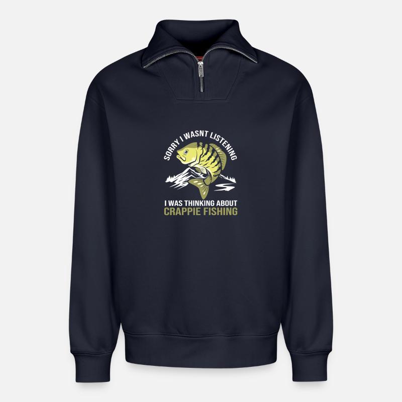 Crappie Fisch Barsch Sonnenbarsch - Relaxed Unisex Organic Half Zip Sweatshirt – von SPREAD - Navy