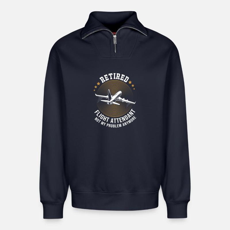 Flight Attendant Stewardess - Relaxed Unisex Organic Half Zip Sweatshirt – by SPREAD - navy