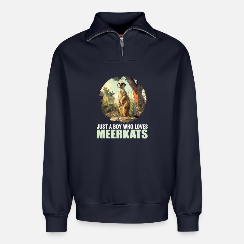 Meerkat Erdmännchen - Relaxed Unisex Organic Half Zip Sweatshirt – von SPREAD - Navy