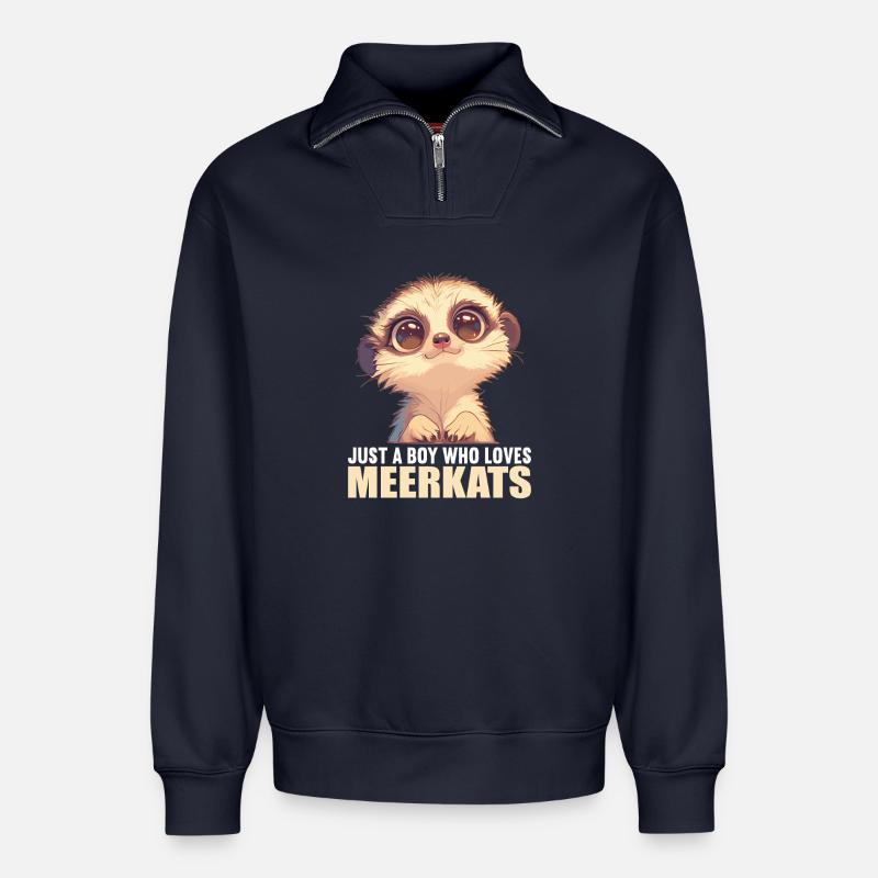 Meerkat Erdmännchen - Relaxed Unisex Organic Half Zip Sweatshirt – von SPREAD - Navy