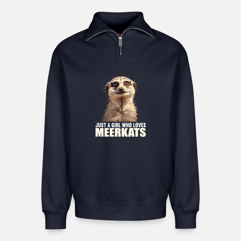 Meerkat Erdmännchen - Relaxed Unisex Organic Half Zip Sweatshirt – von SPREAD - Navy