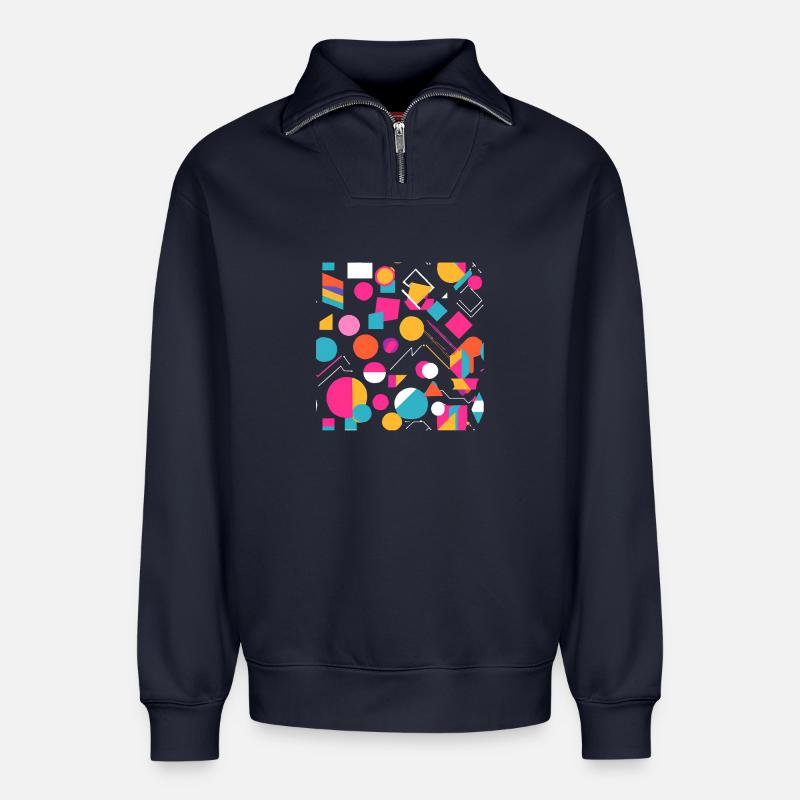Leuchtende Farben - Relaxed Unisex Organic Half Zip Sweatshirt – von SPREAD - Navy