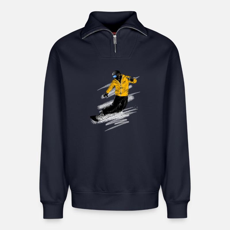 Snowboarder - Relaxed Unisex Organic Half Zip Sweatshirt – von SPREAD - Navy