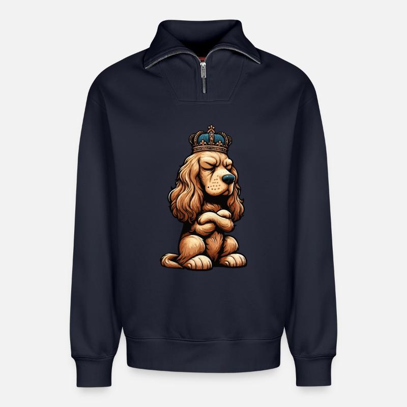 Cocker Spaniel Cockerhund Cocker Spaniel Besitzer - Relaxed Unisex Organic Half Zip Sweatshirt – von SPREAD - Navy