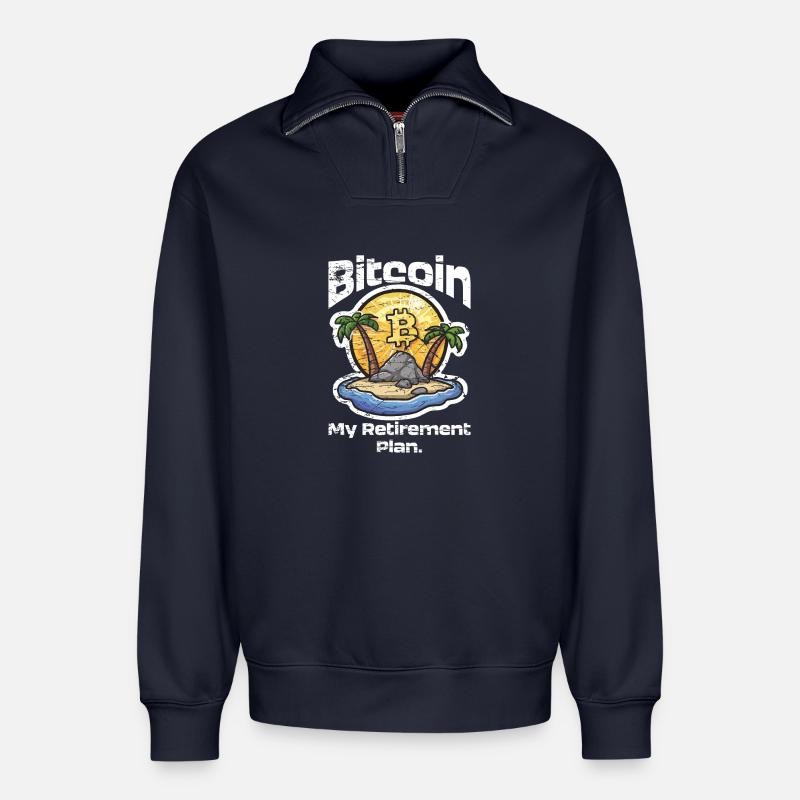 Plan Bitcoin - Relaxed Unisex Organic Half Zip Sweatshirt – by SPREAD - navy