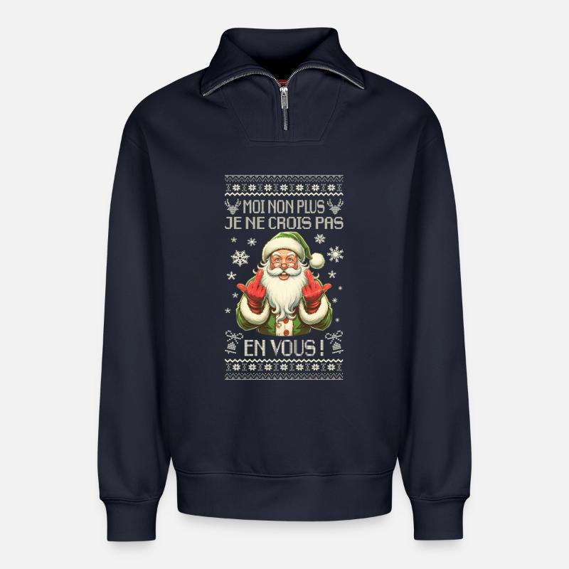 Weihnachtsmann Sarkastischer Humor - Weihnachtsgeschenk - Relaxed Unisex Organic Half Zip Sweatshirt – von SPREAD - Navy