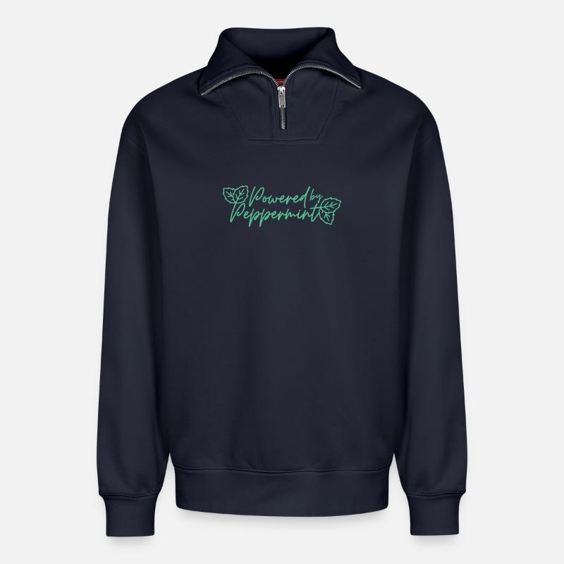Powered by PepperMINT - Relaxed Unisex Organic Half Zip Sweatshirt – von SPREAD - Navy