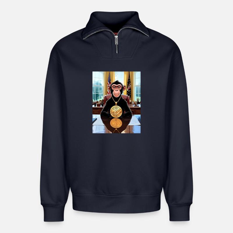 JensJensen - Relaxed Unisex Organic Half Zip Sweatshirt – von SPREAD - Navy