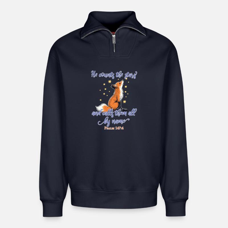 Fuchs Christlich - Relaxed Unisex Organic Half Zip Sweatshirt – von SPREAD - Navy