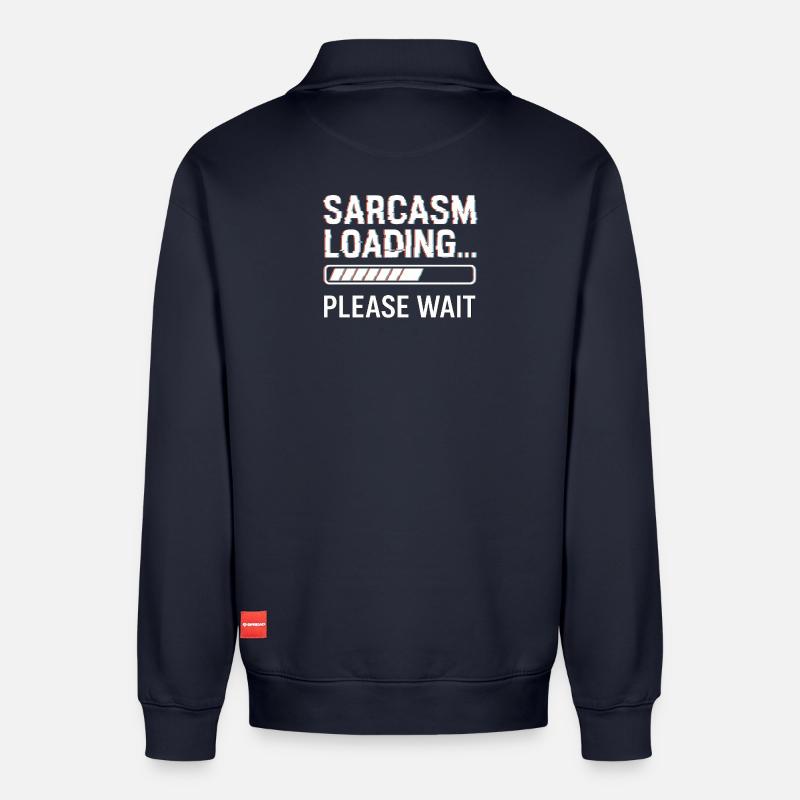 Sarcasm - Relaxed Unisex Organic Half Zip Sweatshirt – by SPREAD - navy