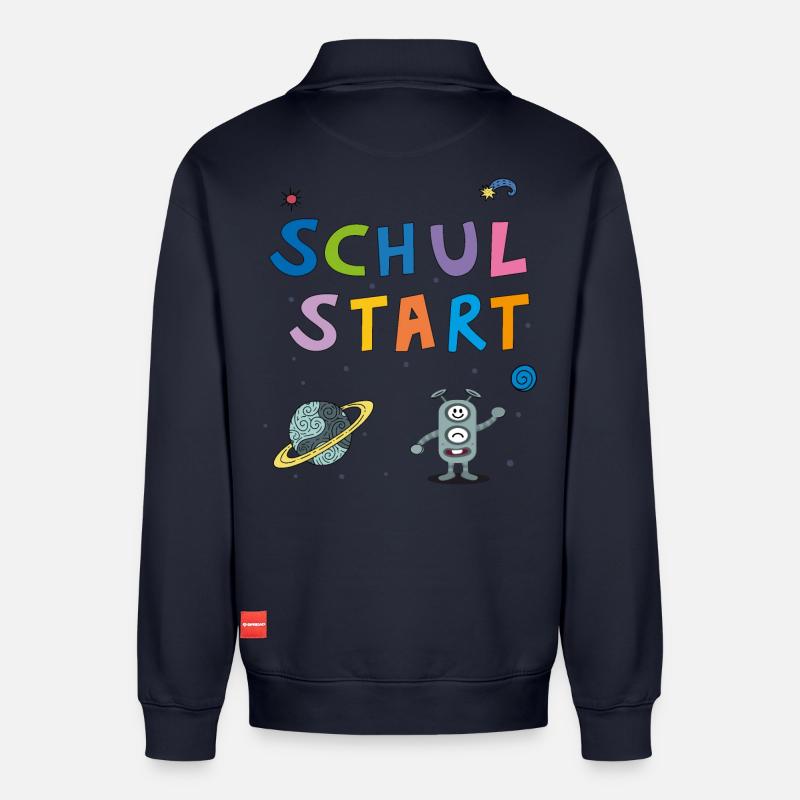 Schulstart Schulkind - Relaxed Unisex Organic Half Zip Sweatshirt – von SPREAD - Navy
