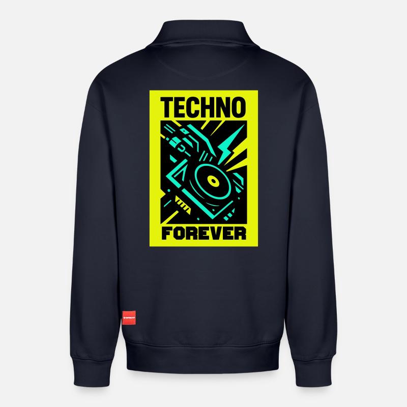 Techno Forever - Relaxed Unisex Organic Half Zip Sweatshirt – von SPREAD - Navy
