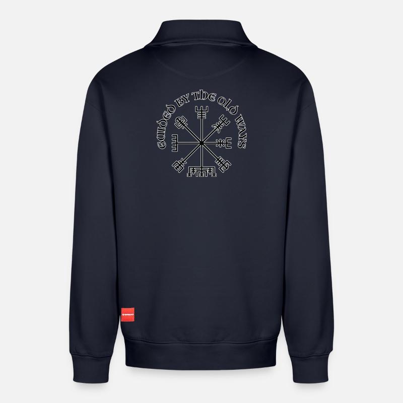 Wikinger-Vegvisir-Kompass - Relaxed Unisex Organic Half Zip Sweatshirt – von SPREAD - Navy
