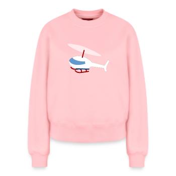 White Helicopter - Relaxed Women's Organic Sweatshirt – by SPREAD - rose - Front - AI Model Female 180 light (180cm)