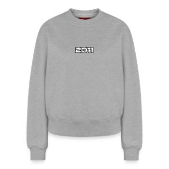 2011 - Relaxed Women's Organic Sweatshirt – by SPREAD - heather grey - Front - AI Model Female 180 light (180cm)