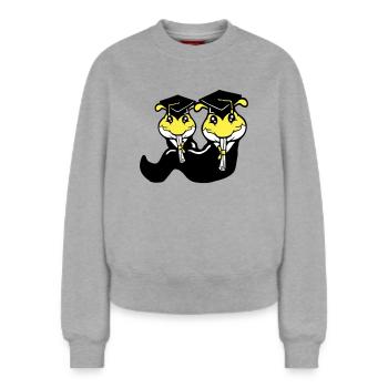 2 caterpillars school leaving certificate high school diploma passed college - Relaxed Women's Organic Sweatshirt – by SPREAD - heather grey - Front - AI Model Female 180 light (180cm)