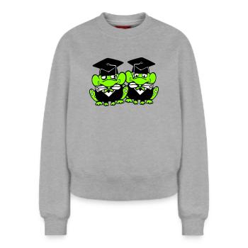 2 Frösche Schulabschluss Abitur bestanden College - Relaxed Frauen Organic Sweatshirt – von SPREAD - Grau meliert - Vorne - AI Model Female 180 light (180cm)