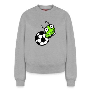 Raupe Fußball Loch Ball Comic lustig süß Sport süß - Relaxed Frauen Organic Sweatshirt – von SPREAD - Grau meliert - Vorne - AI Model Female 180 light (180cm)