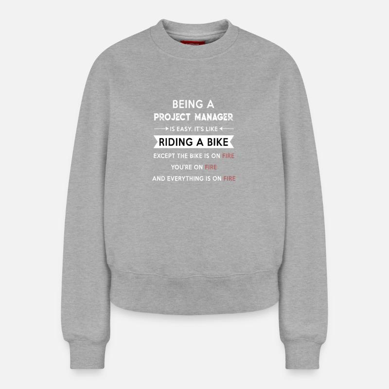 Project Manager on Fire - Relaxed Women's Organic Sweatshirt – by SPREAD - heather grey