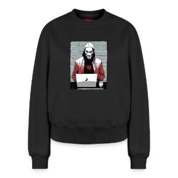 Pirate anonyme - Sweat femme décontracté en coton biologique – de SPREAD - noir - Devant - AI Model Female 180 light (180cm)