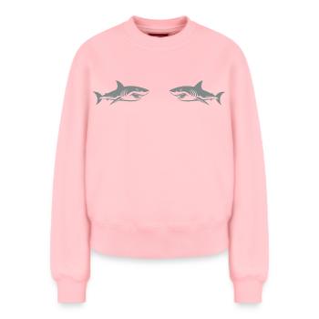 Sharks - Relaxed Women's Organic Sweatshirt – by SPREAD - rose - Front - AI Model Female 180 light (180cm)