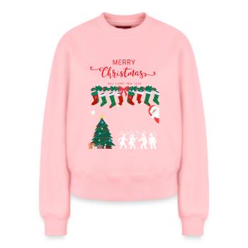 Merry Christmas - Relaxed Women's Organic Sweatshirt – by SPREAD - rose - Front - AI Model Female 180 light (180cm)