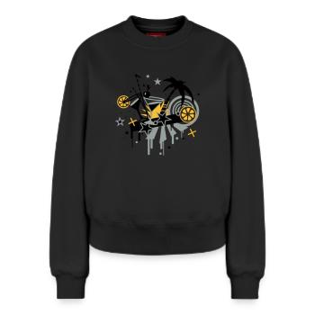 cocktail_bar - Sweat femme décontracté en coton biologique – de SPREAD - noir - Devant - AI Model Female 180 light (180cm)