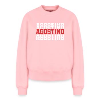 Agostino t-shirt stacked text gift t-shirt - Relaxed Women's Organic Sweatshirt – by SPREAD - rose - Front - AI Model Female 180 light (180cm)