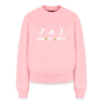 Tennis - Spiel Set Match - Relaxed Frauen Organic Sweatshirt – von SPREAD - Rosa - Vorne - AI Model Female 180 light (180cm)