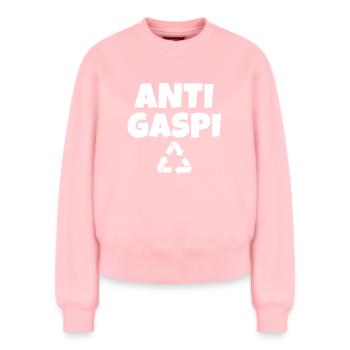 anti-gaspi, anti-gaspillage, recycler - Sweat femme décontracté en coton biologique – de SPREAD - rose - Devant - AI Model Female 180 light (180cm)