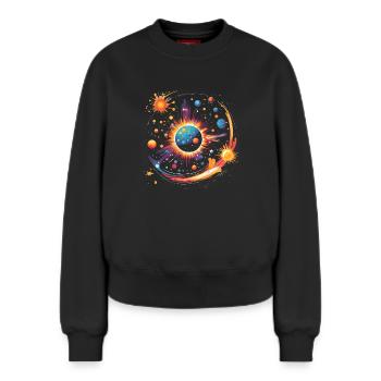 Big Bang - Sweat femme décontracté en coton biologique – de SPREAD - noir - Devant - AI Model Female 180 light (180cm)