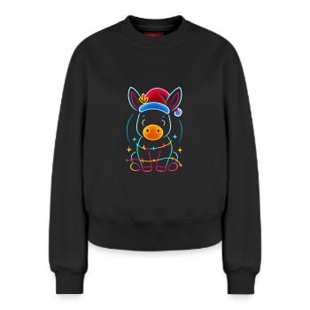 Donkey Elf Noël Drôle Cadeau - Sweat femme décontracté en coton biologique – de SPREAD - noir - Devant - AI Model Female 180 light (180cm)