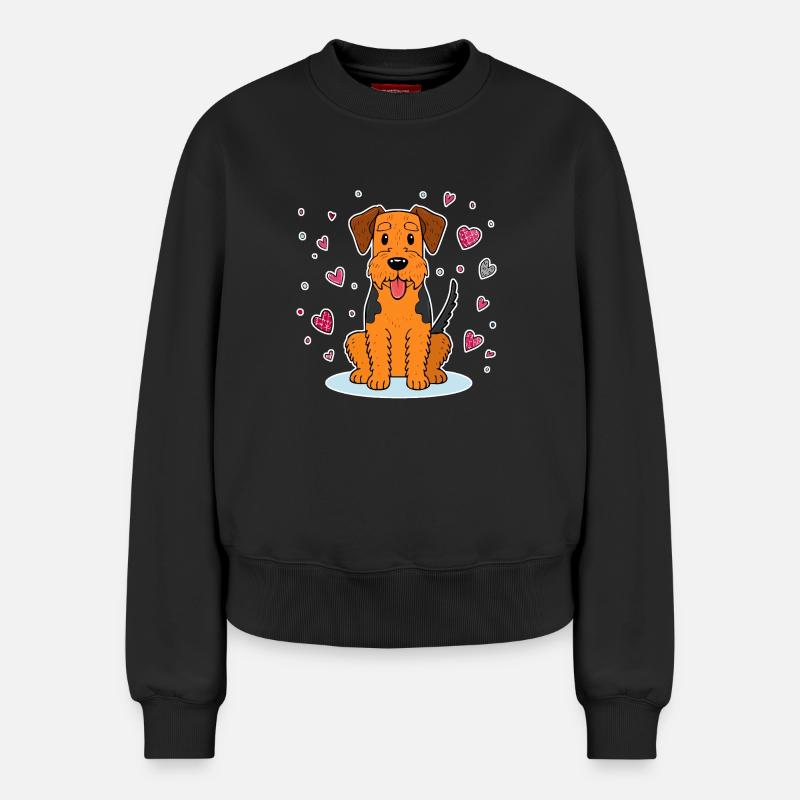 Airedale Terrier (comic) - Relaxed Women's Organic Sweatshirt – by SPREAD - black