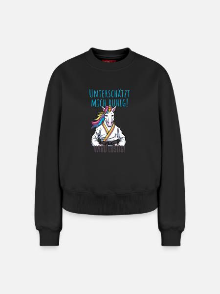 Karate Einhorn - Relaxed Frauen Organic Sweatshirt – von SPREAD - Schwarz