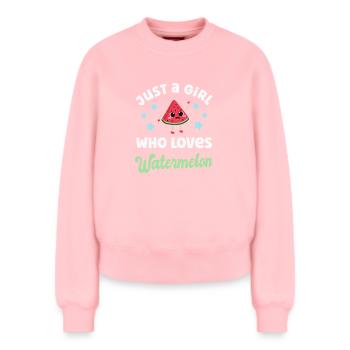 Watermelon Kawaii Melon - Relaxed Women's Organic Sweatshirt – by SPREAD - rose - Front - AI Model Female 180 light (180cm)